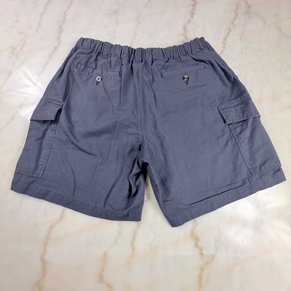 Scandia Woods Mens 38 Cargo Shorts Navy Blue Cotton Elastic Waist Utility Faded - Picture 5 of 6